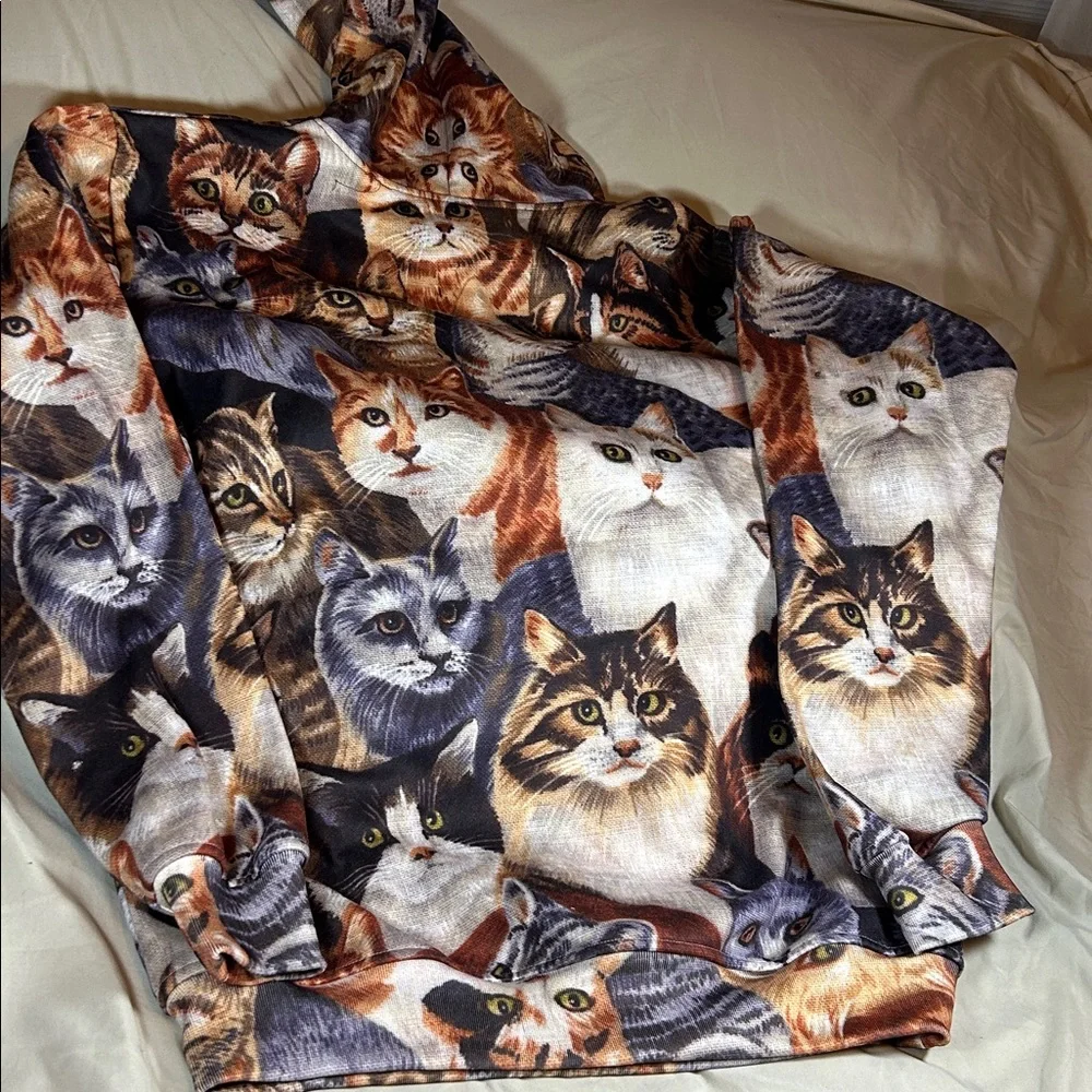 Cat Print Hoodie for Pet Lovers XL Adult